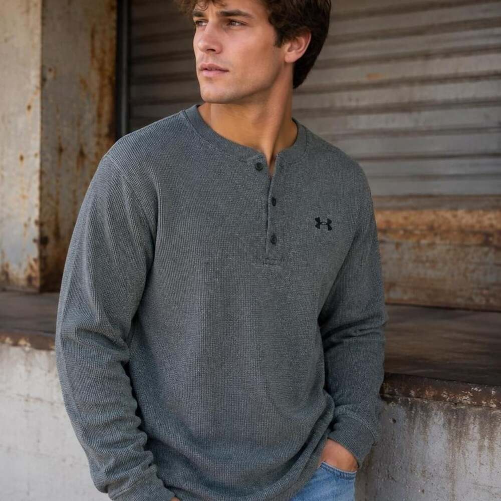 Under Armour Waffle Knit Long Sleeve Henley Shirt